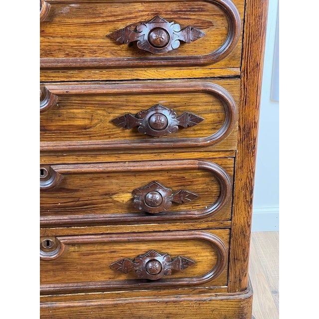 Antique Victorian Chestnut Four Drawer Marble Top Dresser C. 1900 For Sale In Boston - Image 6 of 8