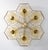Italian midcentury flush mount with six amber Murano glass shades carefully hand blown with bubbles inside the glass using...