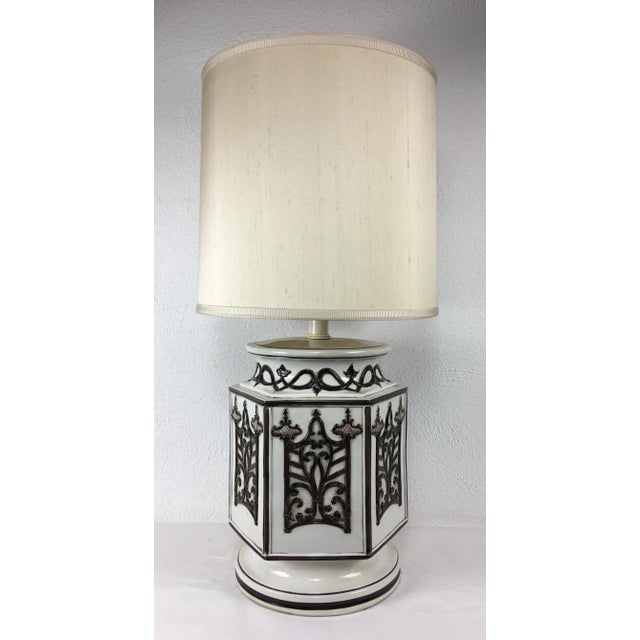 Mid Century Monumental Pottery Table Lamp With Shade For Sale - Image 13 of 13