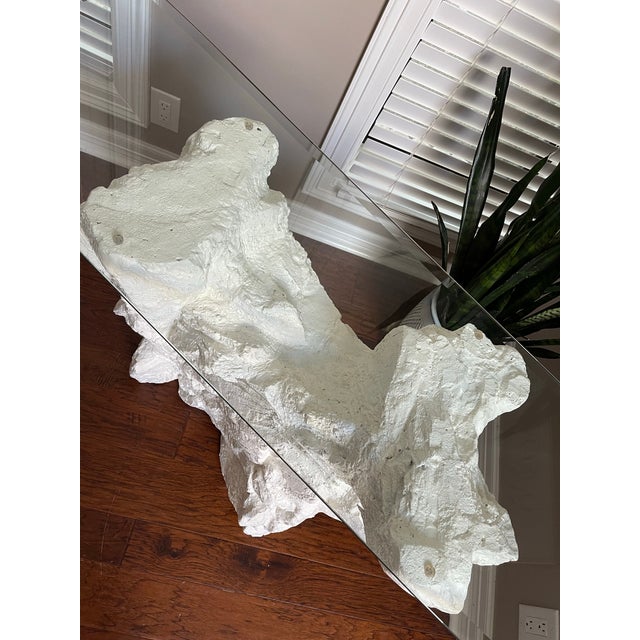 1980s Vintage Postmodern Sirmos Plaster Faux Rock Console Table For Sale - Image 5 of 10