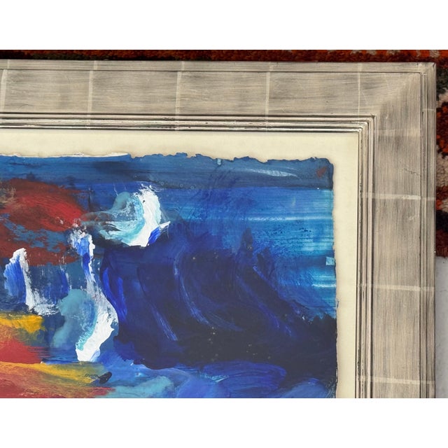 California Sunset - Blue, Red & Yellow Modern Abstract Landscape Seascape Art 1997 For Sale - Image 4 of 16