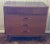 Vintage Mid-Century Modern Walnut 3-Drawer Lowboy Dresser With Brass-Capped Legs and Stylish Black-Gold Handles For Sale - Image 12 of 16