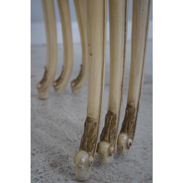 Vintage French Louis XIV Paint Decorated & Inlaid Nesting Tables For Sale - Image 11 of 16