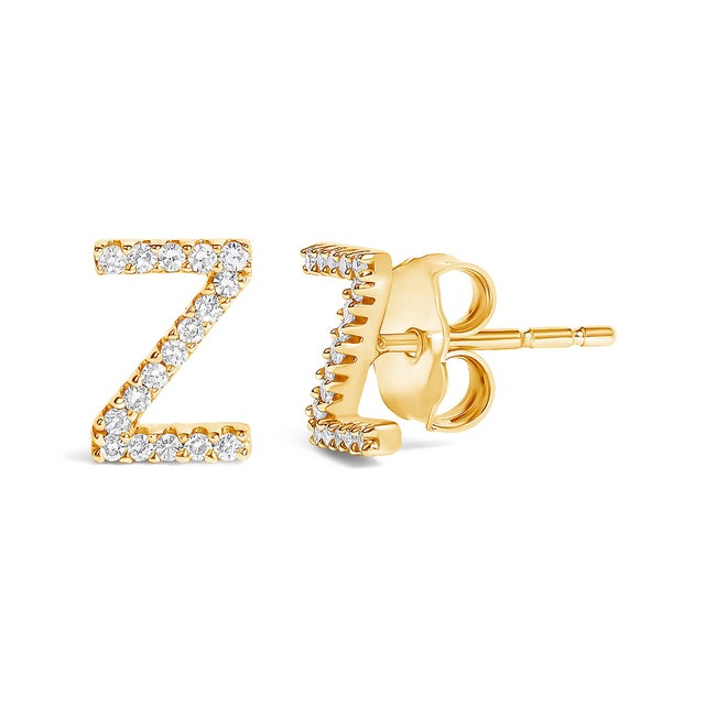 Expertly crafted to symbolize individuality and grace, this exquisite "Z" initial stud earring is fashioned from radiant...