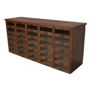 Vintage Dutch Oak Haberdashery Shop Cabinet, 1930s For Sale