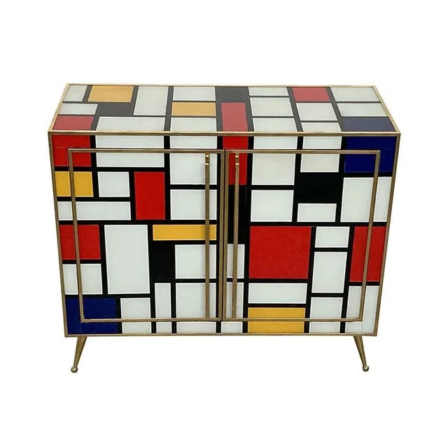 1980s Two-Door Sideboard in Multicolored Murano Glass, 1980s For Sale - Image 5 of 11