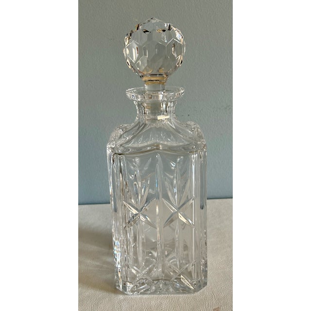 Vintage Atlantis Square Lead Crystal Decanter With Faceted Stopper, 10” For Sale - Image 10 of 13