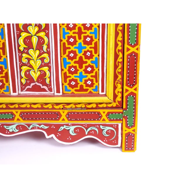 Red Moroccan Painted Coffee Table /Trunk Moorish Details, First Half 20th Century For Sale - Image 8 of 14