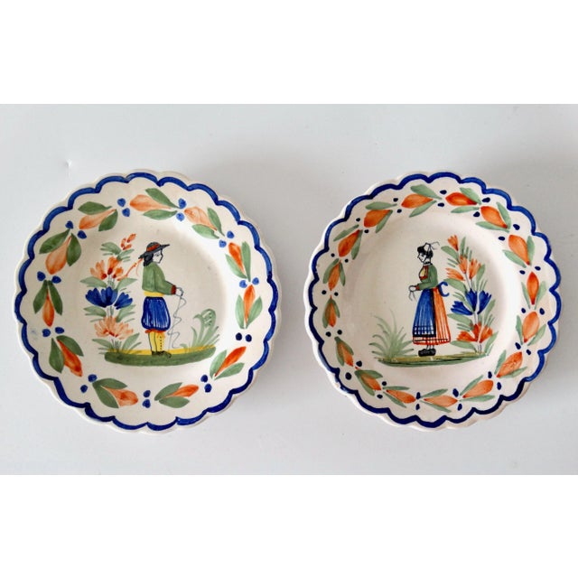 Early Pie Crust Henriot Quimper Plates, a Pair For Sale - Image 4 of 6