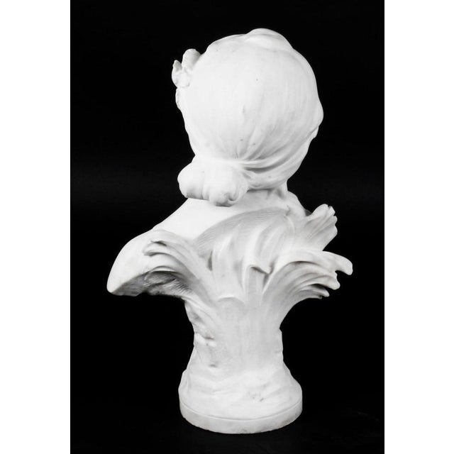 Auguste Moreau, Portrait Bust, 19th Century, Carrara Marble Sculpture For Sale - Image 5 of 14