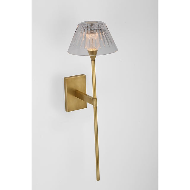 Waterford for Visual Comfort Signature Blaze 19" Tail Sconce in Natural Brass with Clear Crystal For Sale - Image 9 of 13