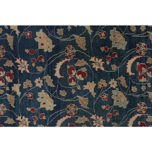 Antique Persian Khorassan Rug in Navy Blue With Floral Pattern, From Rug & Kilim For Sale In New York - Image 6 of 7