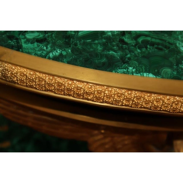 Mid 20th Century Russian Empire Style Gilt Bronze & Malachite Griffin Center Table For Sale - Image 13 of 18