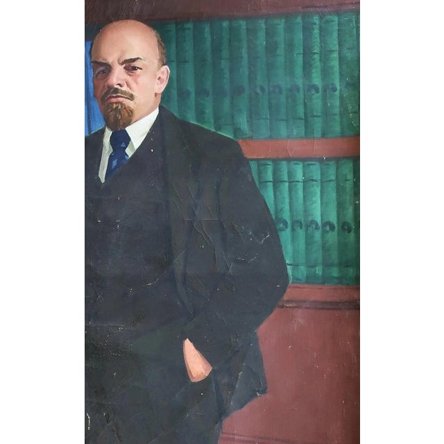 Realism Original Oil Painting: Vladimir Lenin Portrait, Soviet Ukrainian Art 198-124 For Sale - Image 3 of 6