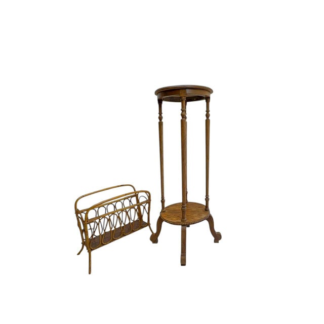 Antique Oak Pedestal Plant Stand, 1890s For Sale - Image 6 of 13