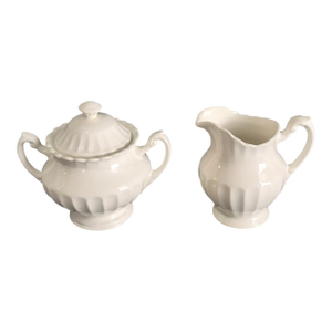 Vintage English Ironstone J & G Meakin Classic White Sugar and Creamer Set