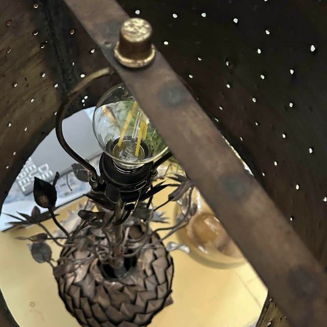 Large Sculptural Brass Table Lamp with Floral Base, 1970s For Sale - Image 4 of 6