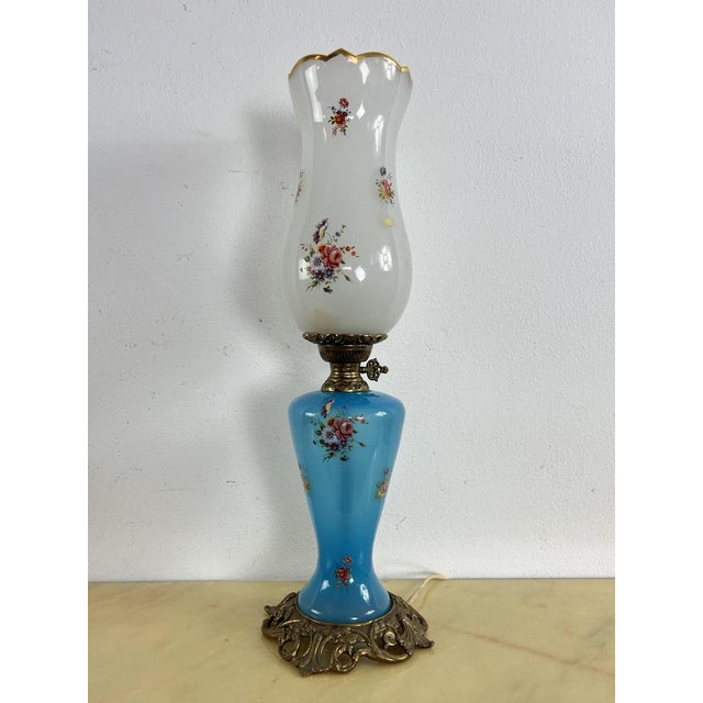 Mid-Century Decorated Opaline Glass Table Lamp from Murano, 1950s For Sale - Image 15 of 15