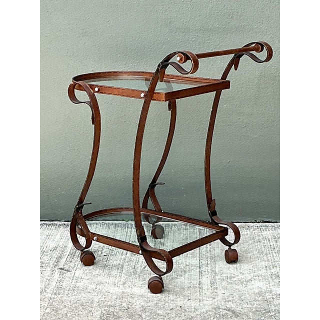 Vintage Glass and Metal Bar Cart For Sale In West Palm - Image 6 of 12