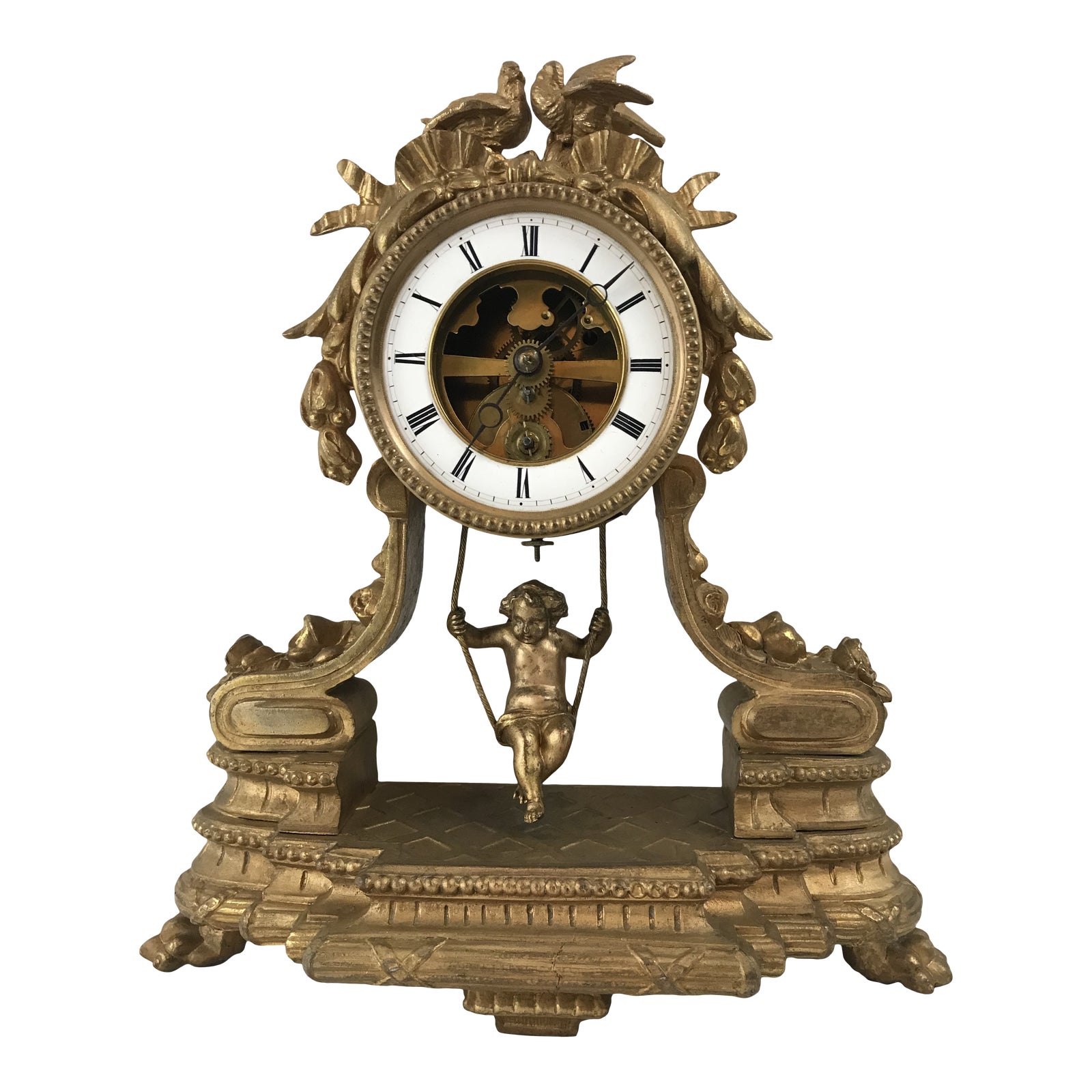 19th Century French Swinging Cherub Pendulum Clock Chairish