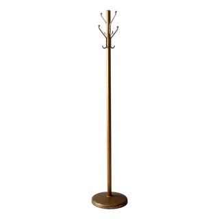 Mid-Century Gold Tone Aluminum Coat Rack Hall Stand For Sale