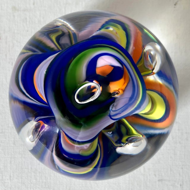 1970s Vintage Hand-Blown Glass Paper Weight-Controlled Bubble For Sale - Image 5 of 8