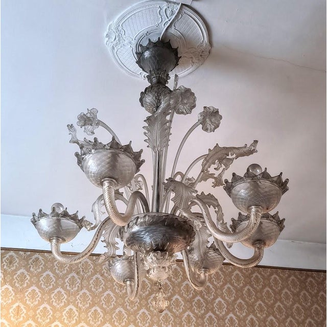 Murano Glass Chandelier, Italy, 1930s For Sale - Image 4 of 4