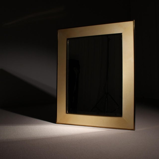 Lacquered Goatskin Parchment Wall Mirror by Aldo Tura, 1970s For Sale - Image 6 of 11