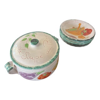 Vintage Earthenware Tureen from Vallauris, 1970s For Sale