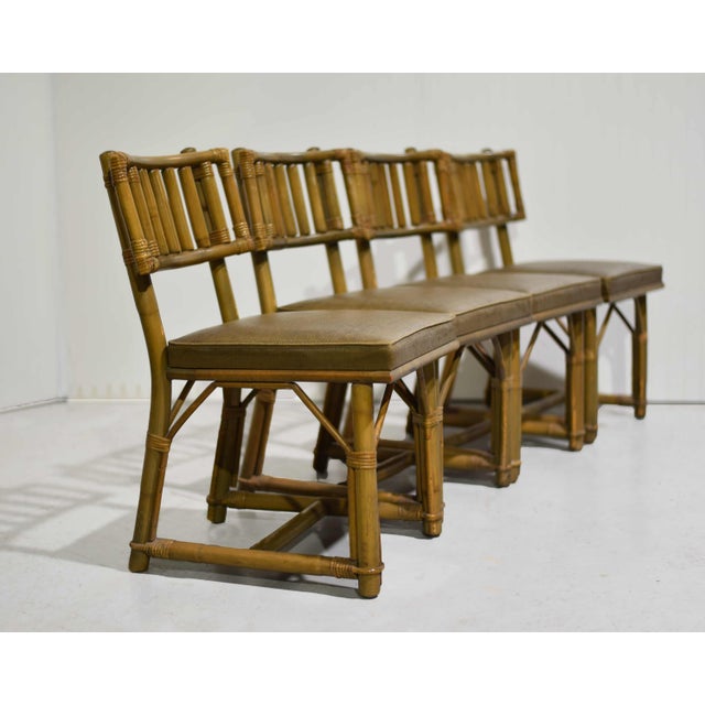 Ficks Reed Mid Century Rattan Bamboo John Wisner Dining Chairs by Ficks Reed - Set of 4 For Sale - Image 4 of 9