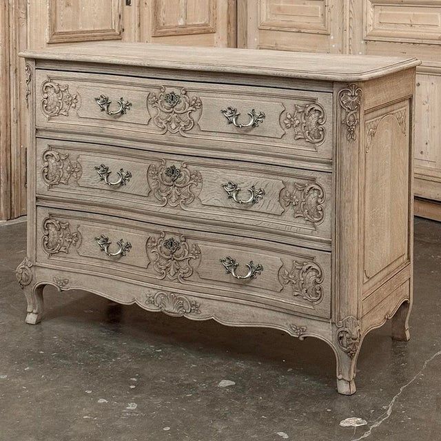 French Country Antique Country French Louis XIV Stripped Oak Commode ~ Chest of Drawers For Sale - Image 3 of 16