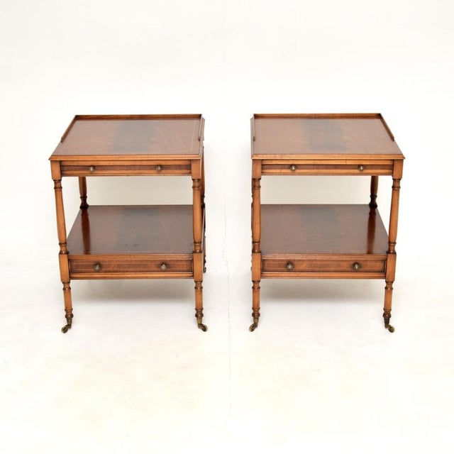 A beautiful pair of antique Georgian style inlaid side tables. They were made in England, they date from around the...