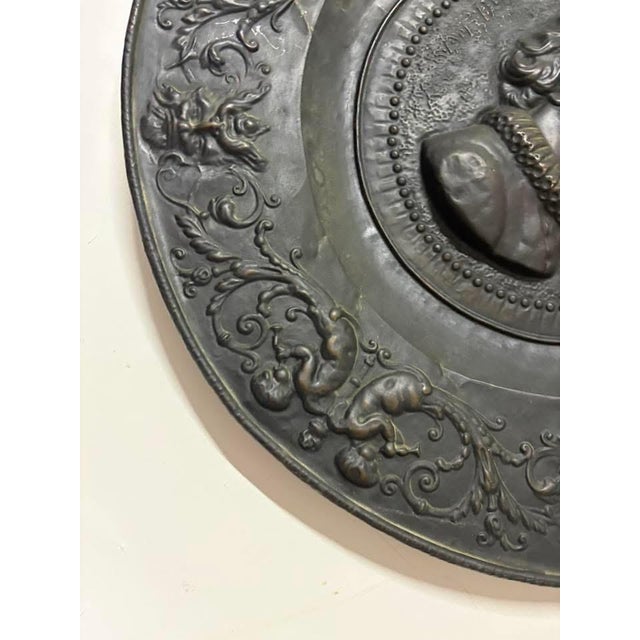 Large Antique Bronze Plate, 1920 For Sale - Image 9 of 16