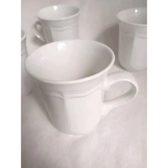 5 Mikasa Tall Coffee Cups French Countryside F9000 Ivory White Mugs Cottage For Sale - Image 9 of 12