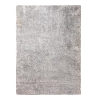 Rug & Kilim’s Textural Plain Rug in Gray/Silver Two Tones, High Pile For Sale