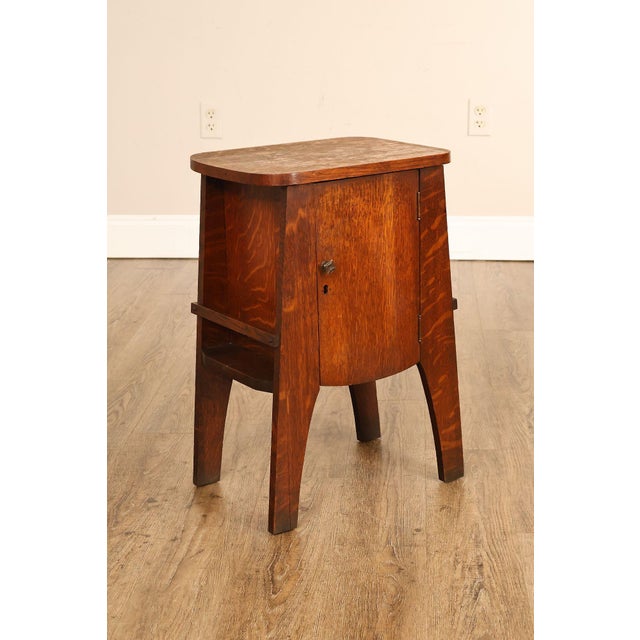 High Quality American Made Antique Arts And Crafts Bedside Cabinet Constructed In Oak Featuring A Single Cabinet Door With...