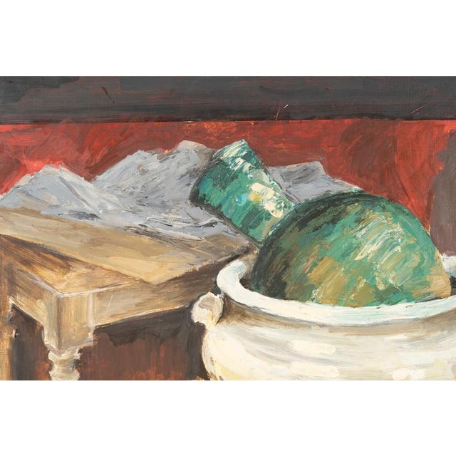 Still Life Composition, 20th Century, Oil Painting on Cardboard For Sale - Image 4 of 7