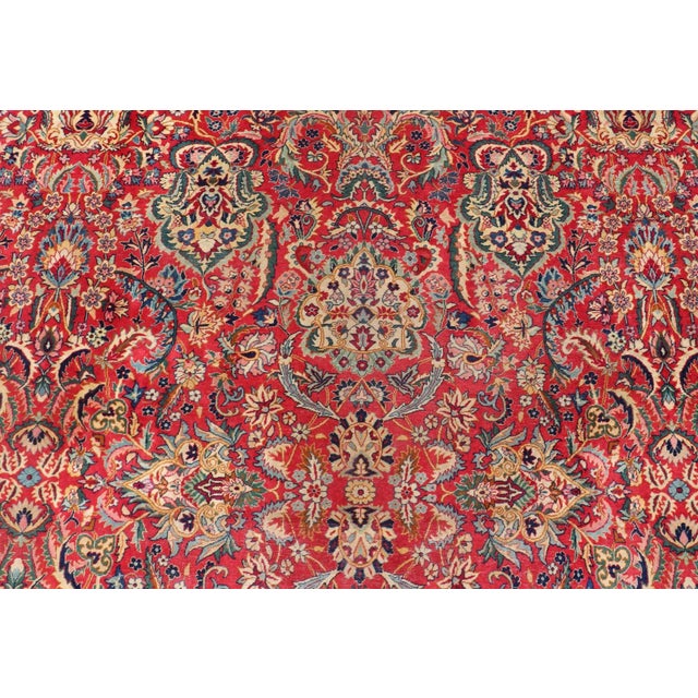 Large Colorful Tabriz Rug in All-Over Floral Design in Red Background & Ivory For Sale - Image 10 of 12