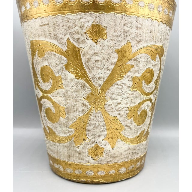 Florentine Vintage Italian Florentine Gilt Resin Wastebasket – Hollywood Regency / Neoclassical / Italian Classic For Sale - Image 4 of 10