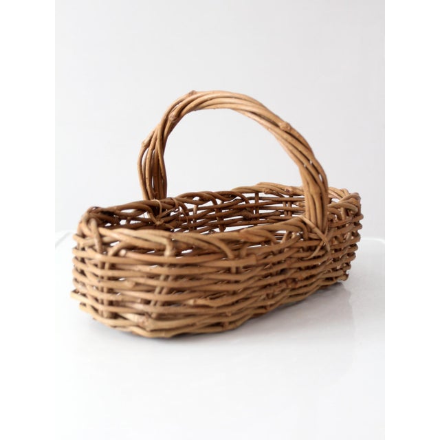 Brown Vintage Woven Gathering Basket For Sale - Image 8 of 14