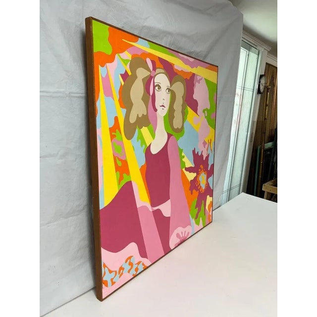 1960s Pop Art Psychedelic Painting by Laura Cleven For Sale - Image 5 of 12
