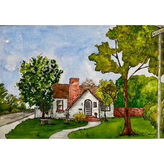 Original Watercolor Painting “Lincoln and Addison” Ink and Wash For Sale