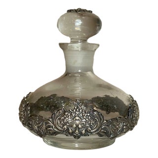 Antique Ornate Victorias Sterling Silver Figural Perfume Scent Cologne Bottle For Sale