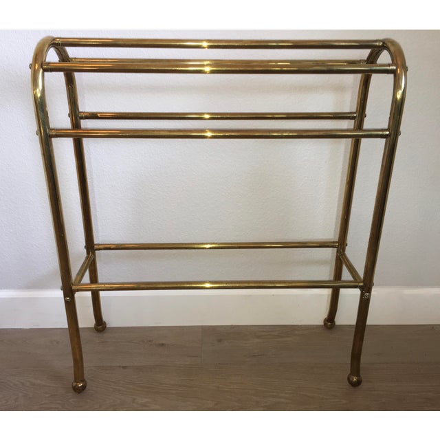 Antique Art Deco Solid Brass Standing Towel Blanket Quilt Rack Chairish