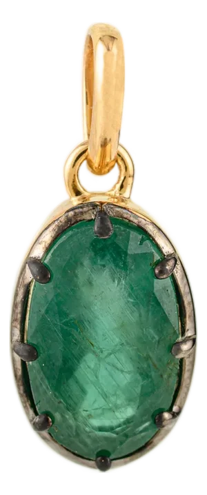VRJewels Black Rhodium Crafted 3.81 Ct Emerald Pinion Bezel Pendant in 18k Gold
