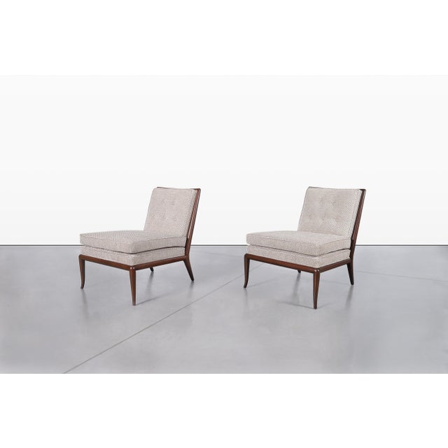Mid-Century Modern Vintage Walnut Slipper Lounge Chairs by t.h. Robsjohn-Gibbings for Widdicomb For Sale - Image 3 of 14