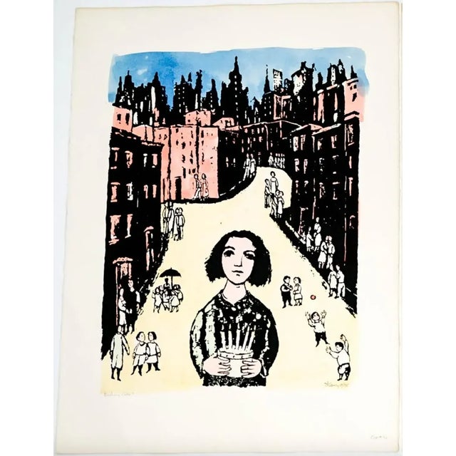 Frank Kleinholz (New York, Florida 1901-1987) "Birthday Cake" serigraph with hand coloring. Pencil signed, titled and...