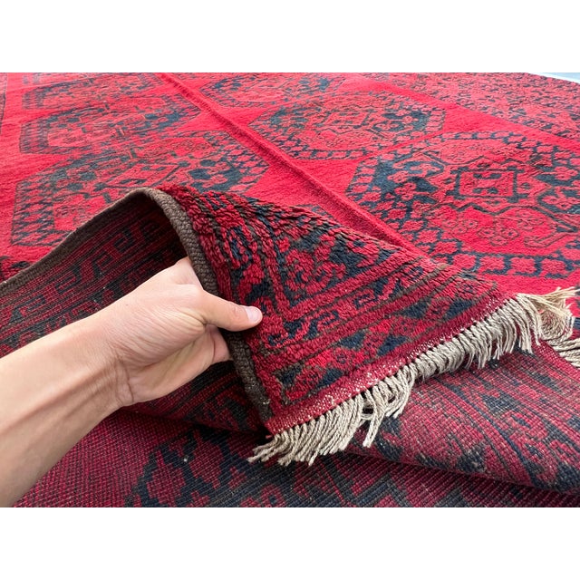 Vintage Afghan Turkmen Ersari Elephant Foot Rug - 10'7" X 7'3" For Sale - Image 12 of 13
