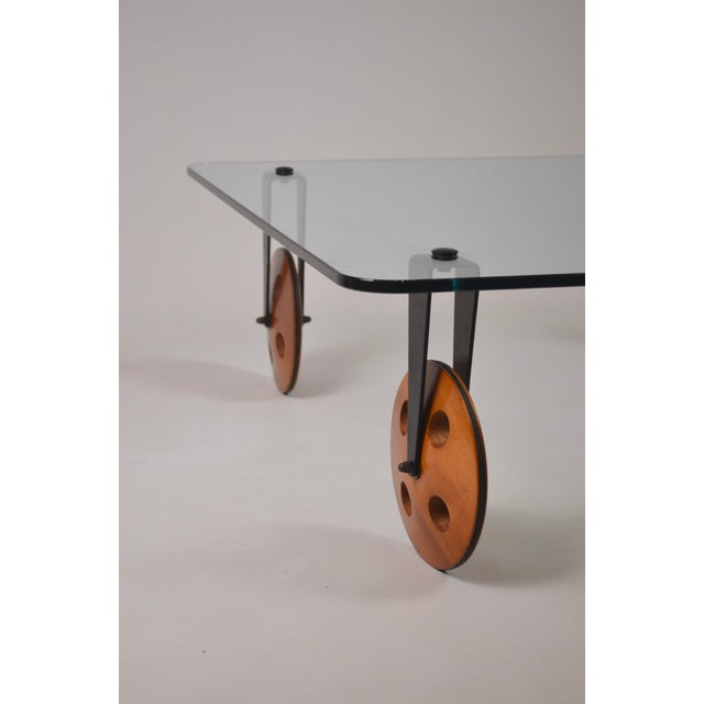 Vintage Industrial Coffee Table on Casters in Wood by Gae Aulenti for Fontana Arte, 1980s For Sale - Image 13 of 16