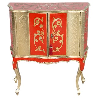Antique Gold Leaf & Red Lacquer Sideboard from Fratelli Ugolini For Sale